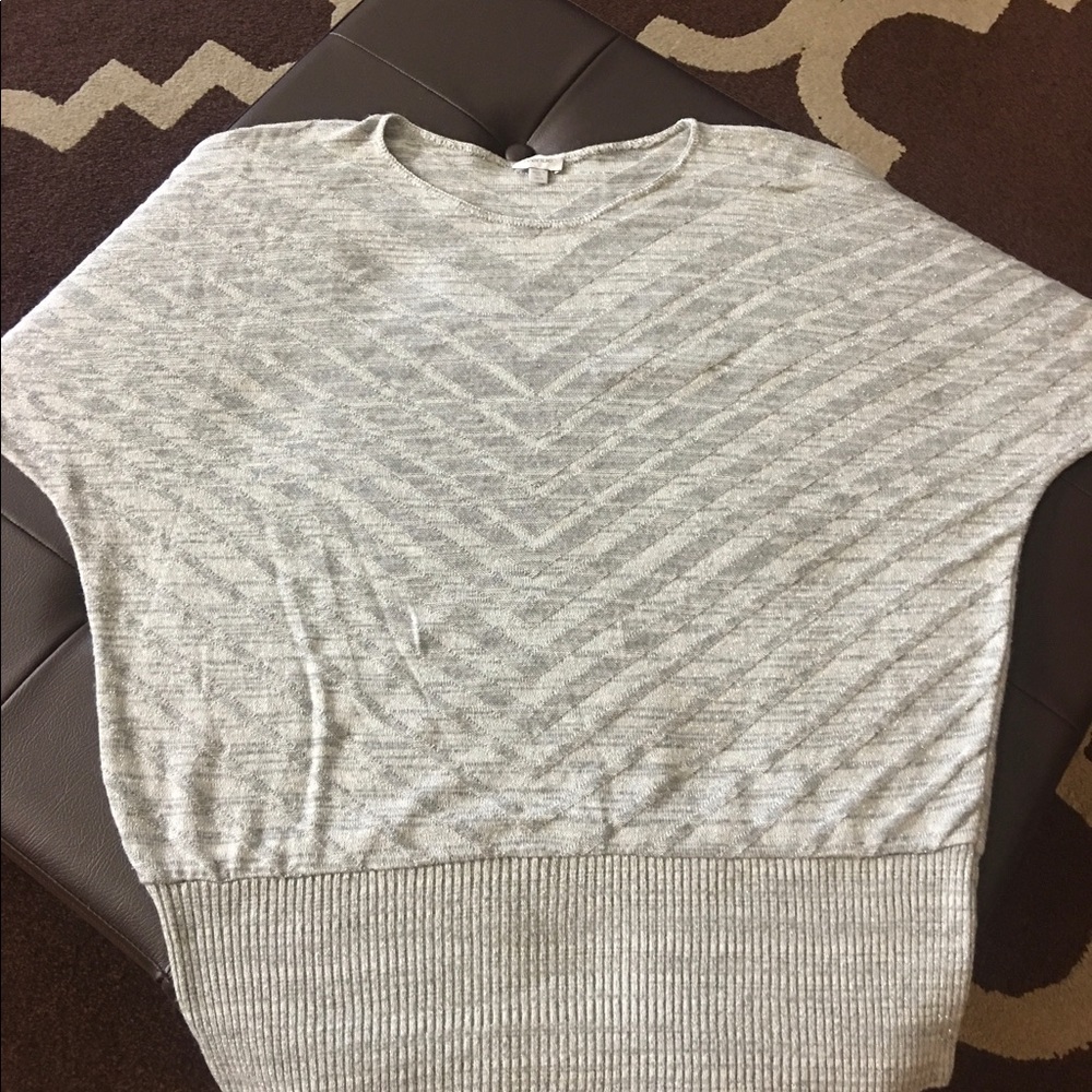 Avenue Gray Shimmer Banded Bottom Dolman Top